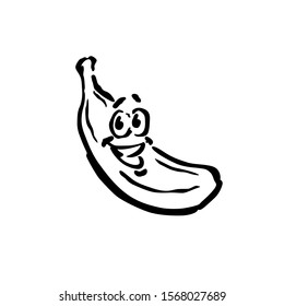 line vector banana icon on white background
