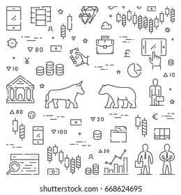 Line vector banner for stock market. Web concept of commodity exchange.