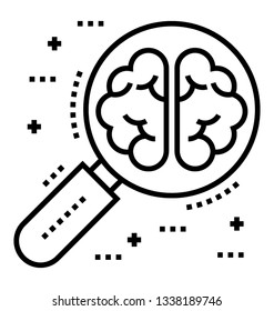 Line vector of brain scanning icon 