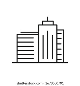 Line vector building city on white background. Urban modern architecture, skyscrapers on white background. Element for web, game and advertising