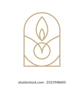 Linha vetor vela arte logotipo design elegante ícone de spa. Símbolo de Luz Calmante para Bem-Estar e Relaxamento