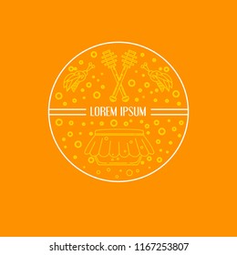 Line vector card. Honey theme. Unique template for logo, banner, poster, print