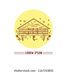 Line vector card. Honey theme. Unique illustration for logo, banner, poster, print