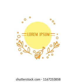 Line vector card. Honey theme. Unique ornament with bee
