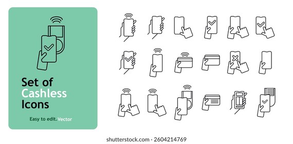 Line Vector Cashless Icon Set 
