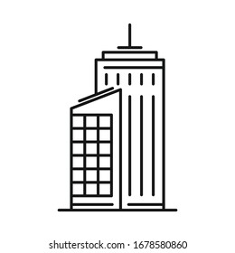 Line vector city building on white background. Urban architecture, skyscrapers on white background. Element for web, game and advertising