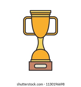 Line vector color bowl, winner cup award icon. Sport equipment, success symbol. Athletic competition. Championship reward, win trophy. Retro style illustration element for your design wallpaper.