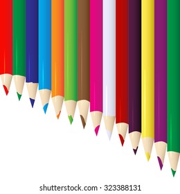 Line of vector colored pencils