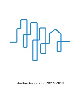Line vector construction company brand design template.logo illustration isolated on white background. Line art.