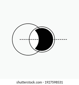 line and vector Crescent. Space moon star astronomy eclipse abstract sun dark abstrak, vector, symbol, logo, icon, sign, Illustration Minimalist.