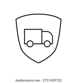 Line vector of a delivery vehicle contained within a shield.