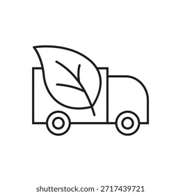 Line vector of a delivery vehicle with an environmentally friendly leaf.