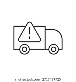 Line vector of a delivery vehicle with a warning alert triangle.