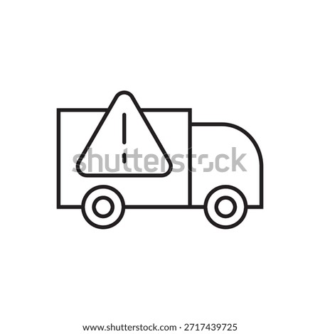 Line vector of a delivery vehicle with a warning alert triangle.