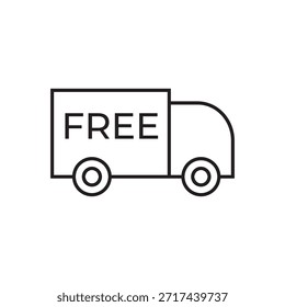 Line vector of a delivery vehicle with the word FREE on its body.