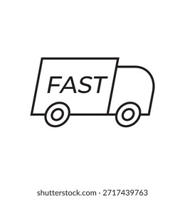 Line vector of a delivery vehicle with the word fast on its body.