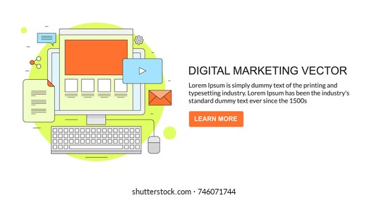Line vector design for Digital, Inbound, Content, Video and SEO marketing banner