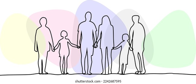 line vector design of family on white background beautiful color combination