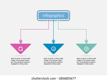 The line vector design template flow chart graphic. Planning timeline three steps infographics design vector template. Creative concept planning used for web banner, diagram, layout, workflows.