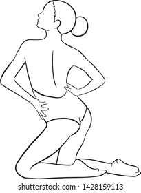 Line vector drawing of a thin woman posing.