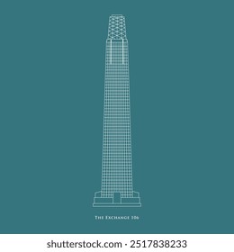 Line vector of The Exchange 106, third tallest building in Malaysia