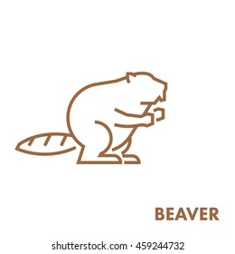 Line vector figure of beaver. Vector outline forest animal for web and design.