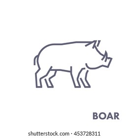 Line vector figure of boar. Vector outline forest animal for web and design.