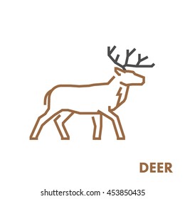 Line vector figure of deer. Vector outline forest animal for web and design.