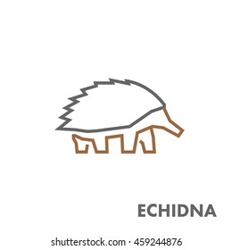 Line vector figure of echidna. Vector outline australian animal for web and design.