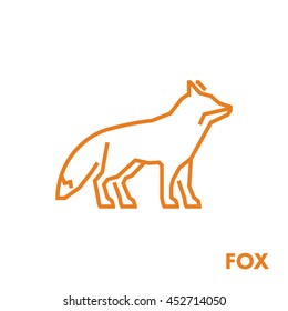 Line vector figure of fox. Vector outline forest animal for web and design.