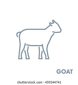 Line vector figure of goat. Vector outline farm animal for web and design.