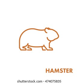 Line vector figure of hamster. Vector outline domestic animal for web and design.