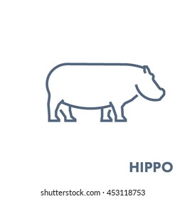 Line vector figure of hippo. Vector outline african animals for web and design.