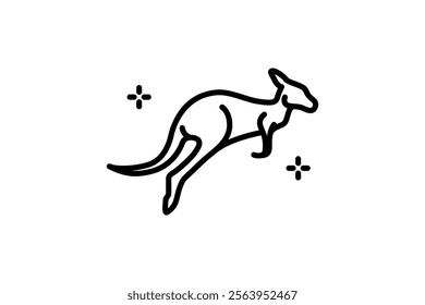 Line vector figure of kangaroo. Outline australian animal for web and design. outline icon isolated on white background. Vector flat illustration