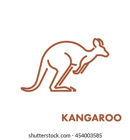 Line Vector Figure Of Kangaroo. Vector Outline Australian Animal For Web And Design.