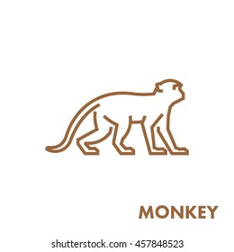 Figura vectorial de línea de mono. El contorno del vector animal salvaje para la web y el diseño.