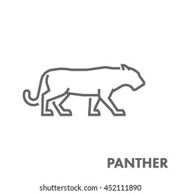 Line vector figure of panther. Vector outline cougar for web and design.