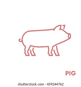 Line vector figure of pig. Vector outline farm animal for web and design.
