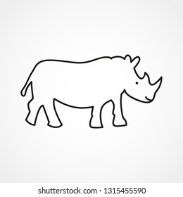 Line vector figure of rhino. Vector outline African animal for web and design.