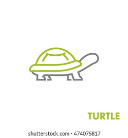 Line vector figure of turtle. Vector outline domestic animal for web and design.