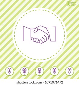 Line vector flat icon of handshake or business contract agreement. Suitable for web site, app