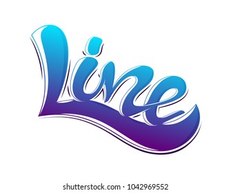 Line. Vector hand lettering word in bright gradient color with glare isolated on white background. Concept for logo, card, typography, poster, print. 