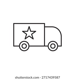 Line vector of a high quality delivery vehicle with a star rating.