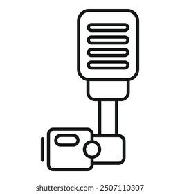 Icono de Vector de línea de una cámara de acción grabando con un micrófono externo conectado