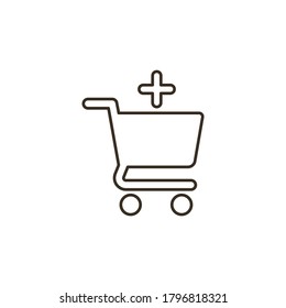 Line vector icon add, buy, shop. Outline vector icon