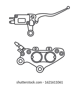 Line vector icon auto moto parts accessories brake cylinder. Repair service equipment. Engine elements shop catalog. Vintage vehicle symbol. Motorcycle mechanic. Transportation. Graphic element sign.