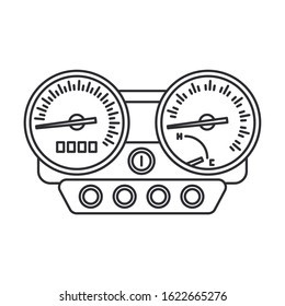 Line vector icon auto moto parts accessories control panel speedometer. Repair service equipment. Engine elements shop catalog. Vintage vehicle symbol. Motorcycle mechanic. Transportation background.