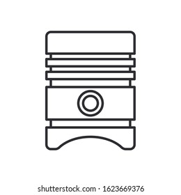 Line vector icon auto moto parts accessories - piston. Repair service equipment. Engine elements shop catalog. Vintage vehicle symbol. Motorcycle mechanic. Transportation. Graphic element background.