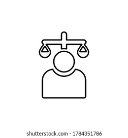 Saldo de icono del vector de línea, usuario. Icono de vector de contorno