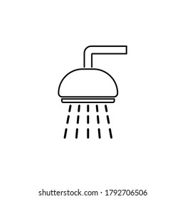 Bañera vectorial de línea, baño, ducha. Icono de vector de contorno